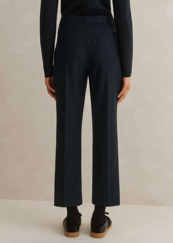 Italian Pinstripe Slim Crop Trouser