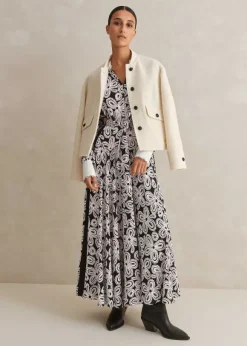 Lace Flower Print Shirt Maxi Dress + Belt