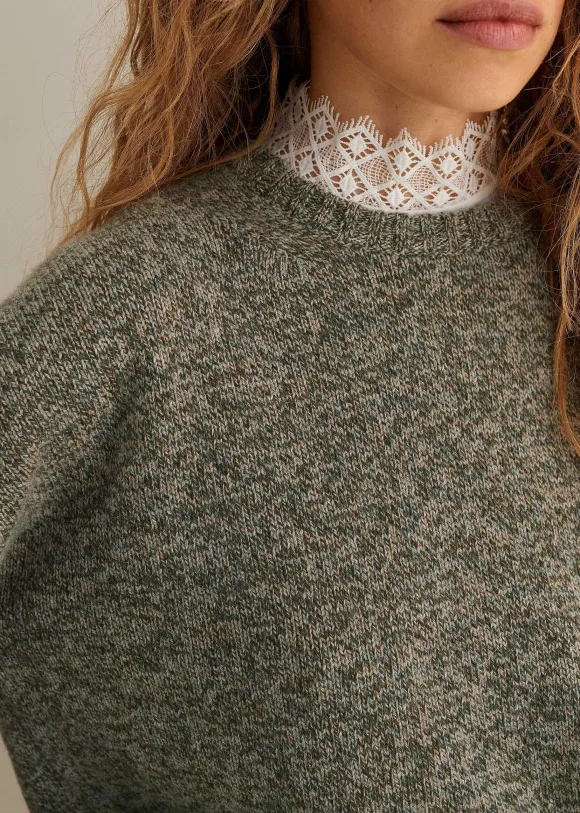 Lace Trim Crew Neck Layering Tank