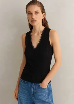 Lace Trim V Neck Layering Tank