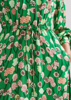 Lantana Flower Print Drawstring Maxi Dress