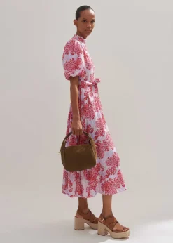 Layered Violets Print Midi Dress + Belt