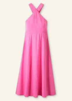 Linen-Blend Crossover Maxi Dress