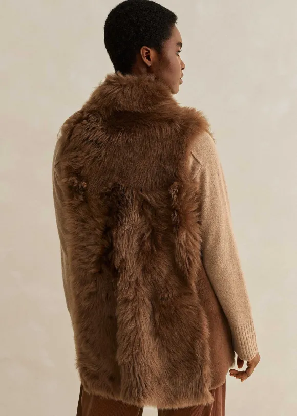 Luxe Toscana Shearling Long Gilet
