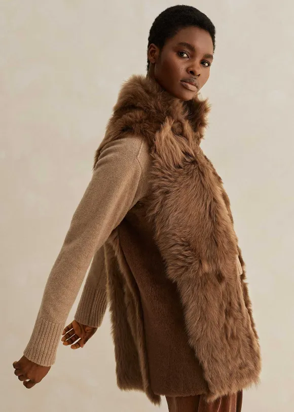Luxe Toscana Shearling Long Gilet