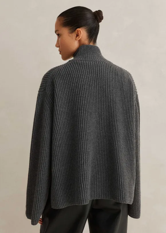 Merino Cashmere Crop Half Zip Jumper
