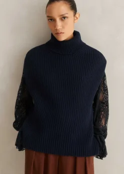 Merino Cashmere Relaxed Roll Neck Vest