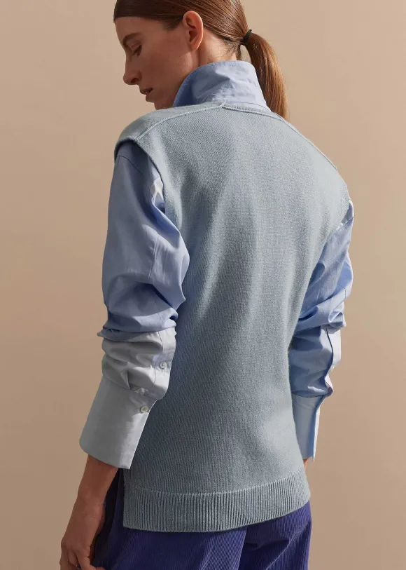 Merino Cashmere Relaxed V-Neck Vest