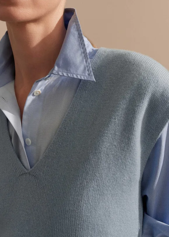 Merino Cashmere Relaxed V-Neck Vest