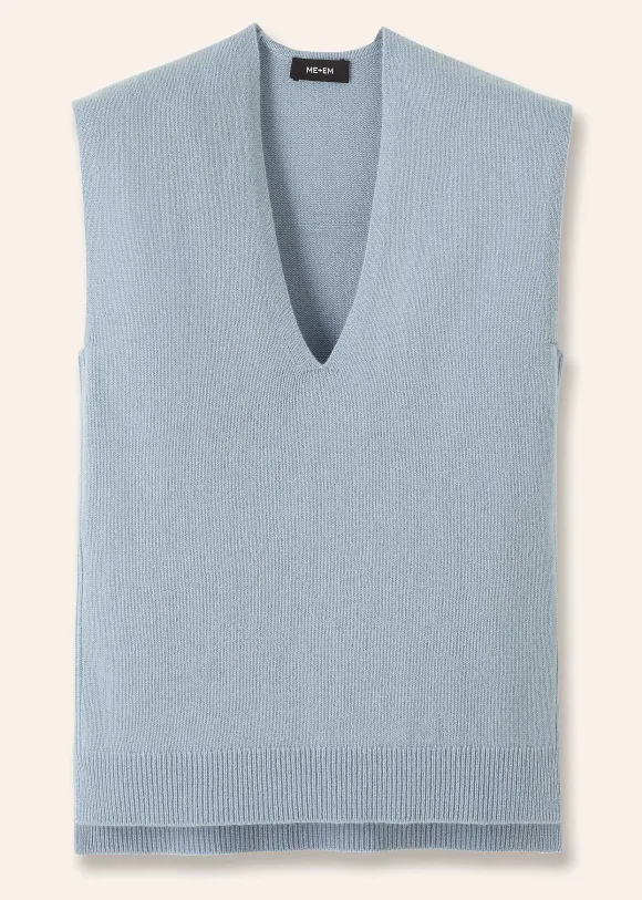 Merino Cashmere Relaxed V-Neck Vest