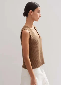 Merino Cashmere Ribbed Scoop Neck Vest