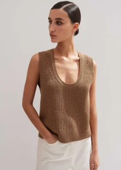 Merino Cashmere Ribbed Scoop Neck Vest