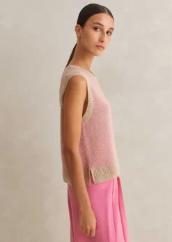 Merino Cashmere Silk Lace Stitch Vest + Snood