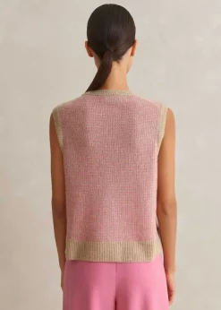 Merino Cashmere Silk Lace Stitch Vest + Snood