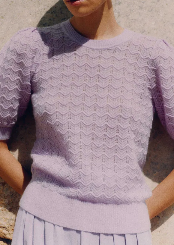 Merino Cashmere Silk Lace Stitch Tee