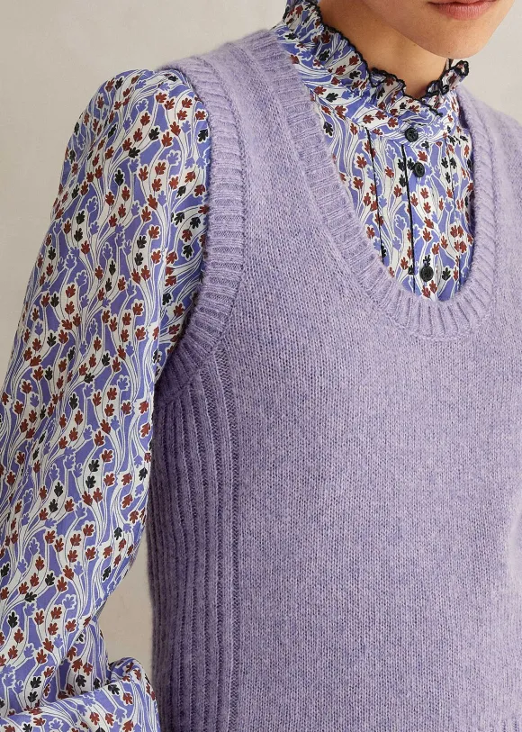 Merino Cashmere Silk Scoop Neck Vest