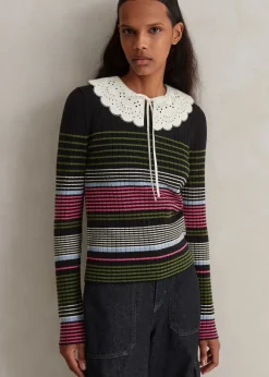 Merino Stretch Slim Rib Stripe Jumper
