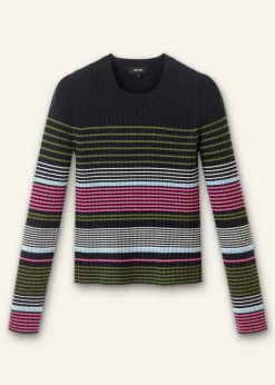 Merino Stretch Slim Rib Stripe Jumper