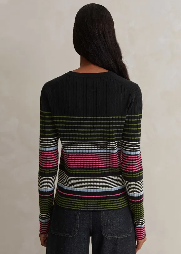 Merino Stretch Slim Rib Stripe Jumper