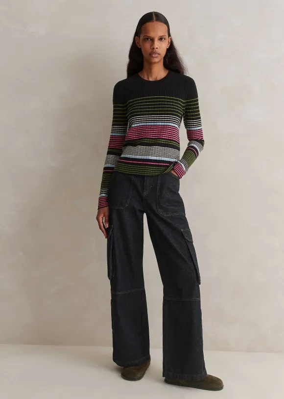 Merino Stretch Slim Rib Stripe Jumper