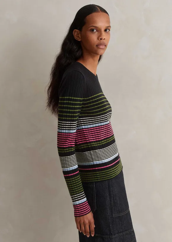 Merino Stretch Slim Rib Stripe Jumper