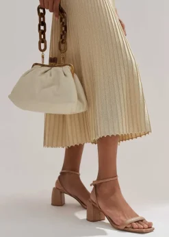 Metallic Rib Knit Cap Sleeve Midi Dress