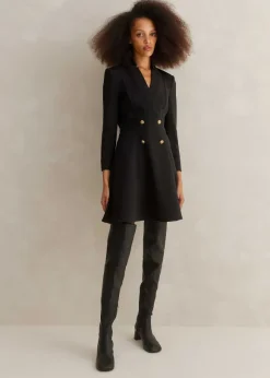 Military Button Fit And Flare Mini Dress