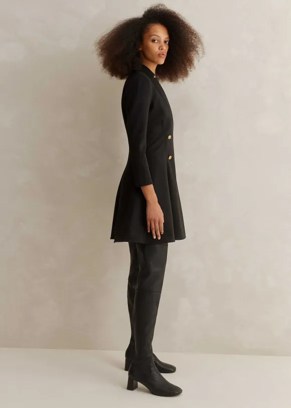Military Button Fit And Flare Mini Dress