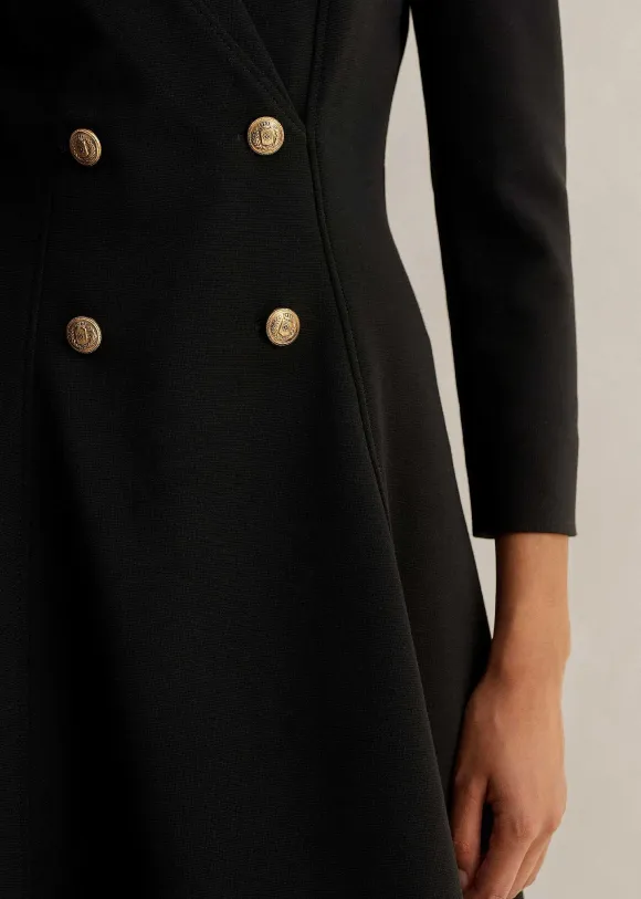 Military Button Fit And Flare Mini Dress