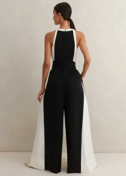 Monochrome Halterneck Jumpsuit + Belt
