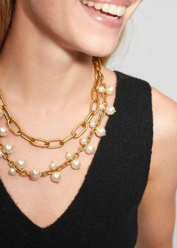 Multi Chain + Pearl Necklace