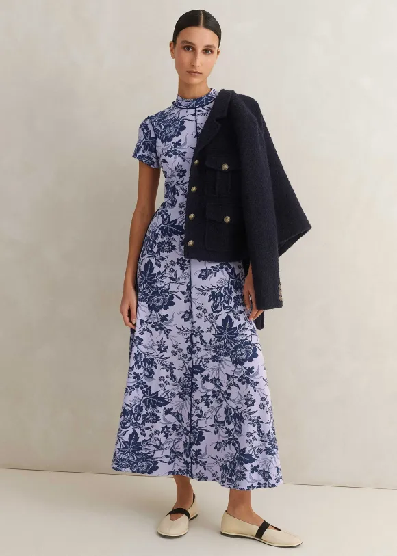 Mystic Floral Print Cap Sleeve Maxi Dress