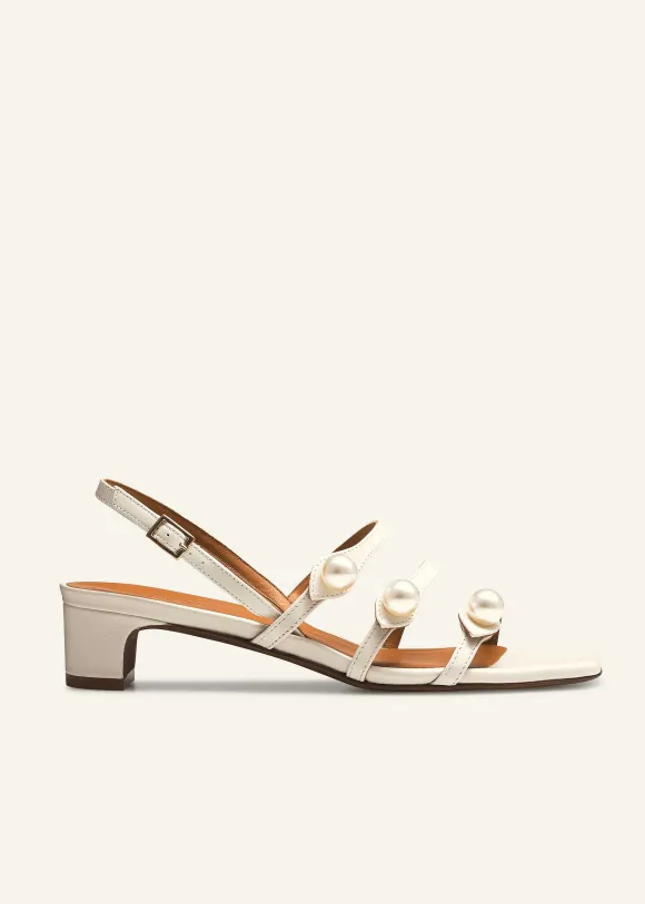 Pearl Detail Nappa Kitten Sandal