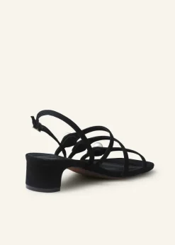 Pearl Detail Suede Kitten Sandal