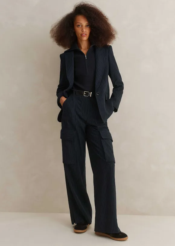 Pinstripe Cargo Trouser Suit