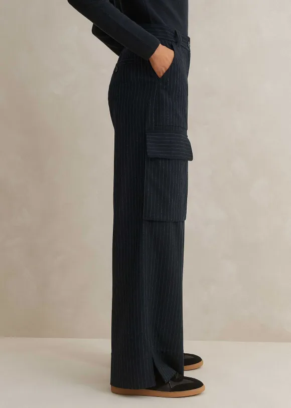 Pinstripe Relaxed Straight Cargo Trouser