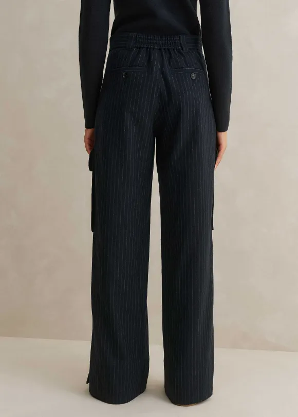 Pinstripe Relaxed Straight Cargo Trouser