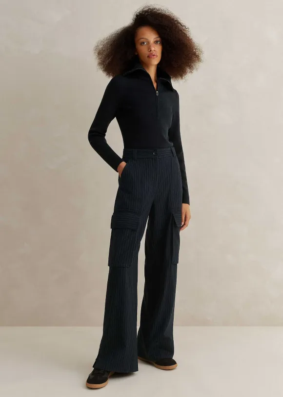 Pinstripe Relaxed Straight Cargo Trouser