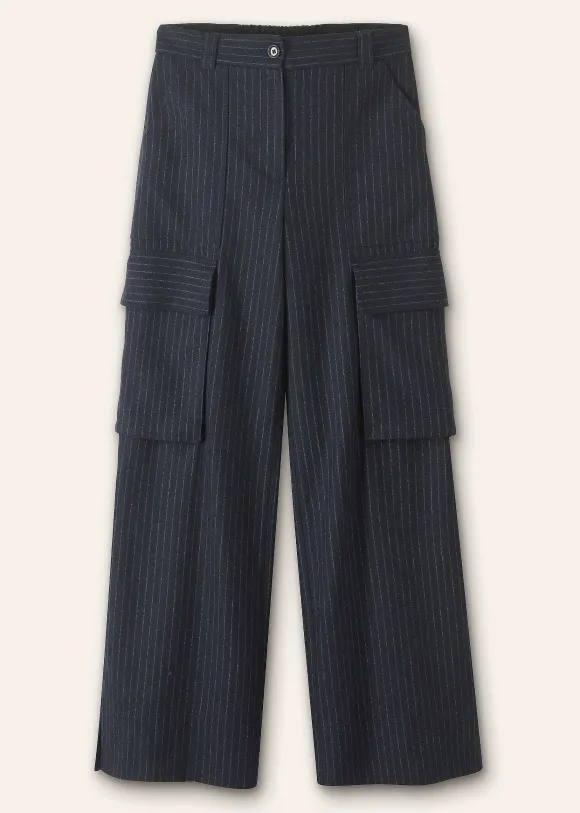 Pinstripe Relaxed Straight Cargo Trouser