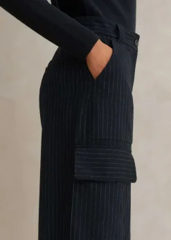 Pinstripe Relaxed Straight Cargo Trouser