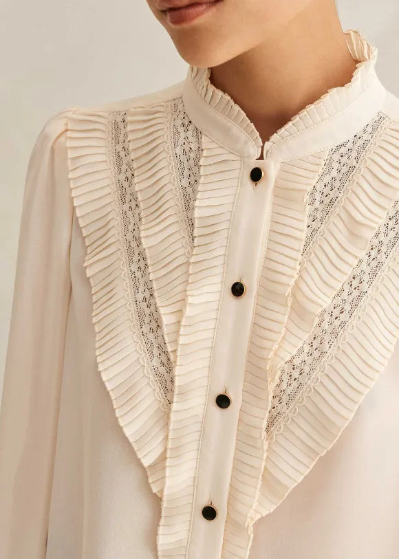 Pleat Blouse + Removable Velvet Tie