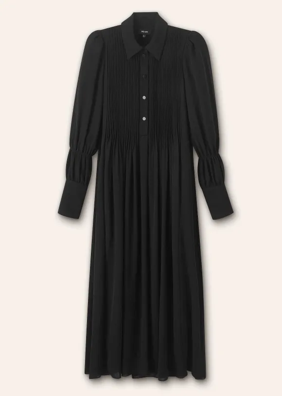 Pleated Midi Shirt Dress + Belt