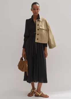 Pleated Midi Shirt Dress + Belt
