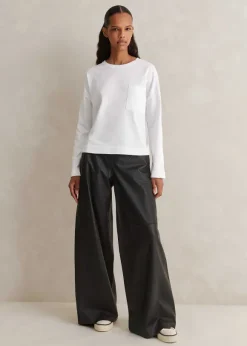 Pocket Detail Boxy Long Sleeve Top