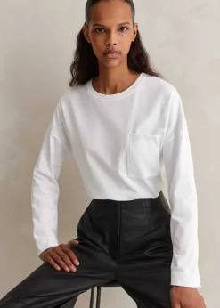 Pocket Detail Boxy Long Sleeve Top