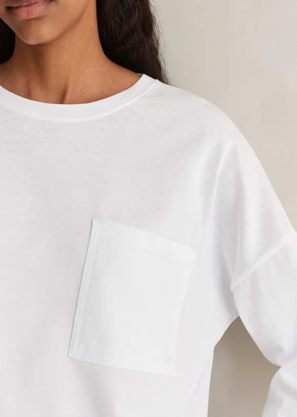 Pocket Detail Boxy Long Sleeve Top