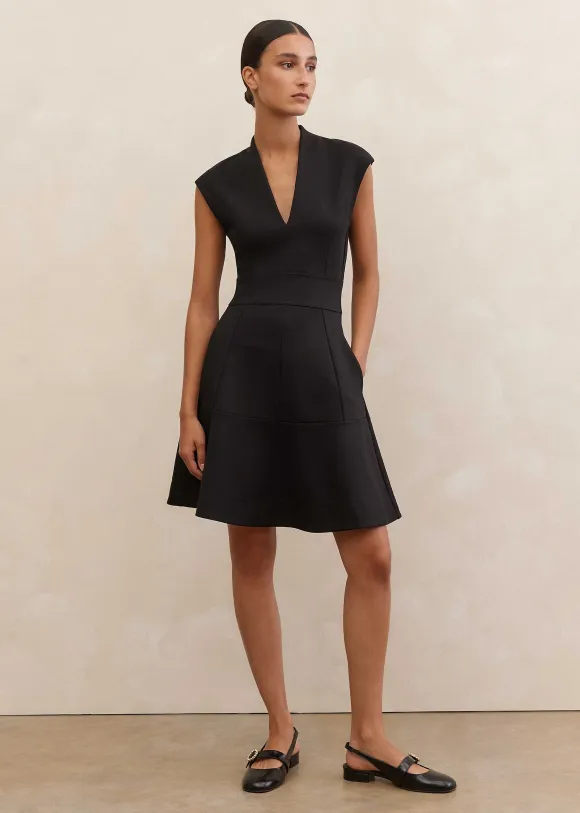 Ponte Cap Sleeve Fit And Flare Dress