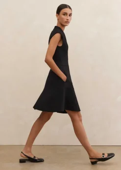 Ponte Cap Sleeve Fit And Flare Dress