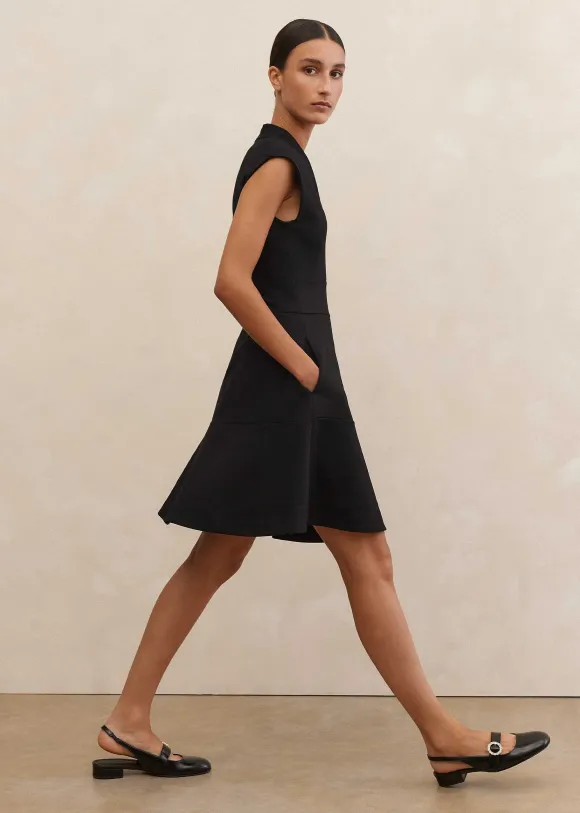 Ponte Cap Sleeve Fit And Flare Dress