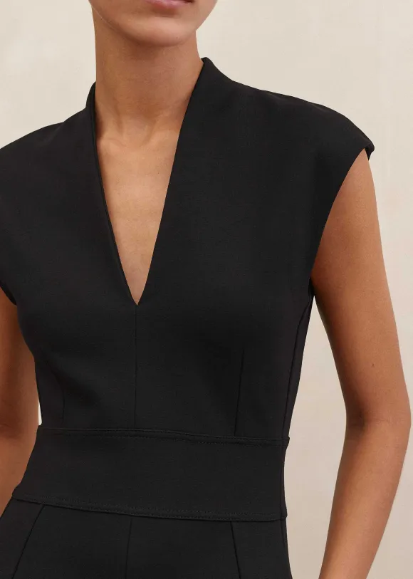 Ponte Cap Sleeve Fit And Flare Dress
